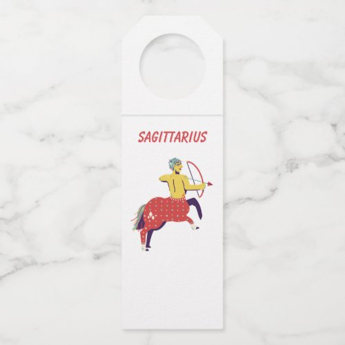 White Sagittarius, zodiac, star sign Bottle Hanger Tag