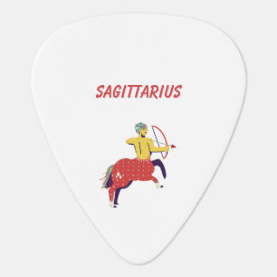 White Sagittarius, zodiac, star sign Guitar Pick