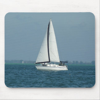 White sailboat mousepad