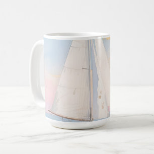 White Sailboat Ocean Glow Coffee Mug