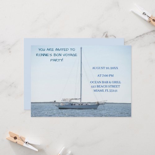 White Sailboat Ocean Retirement Boat  Invitation