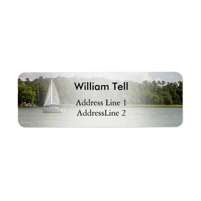 White Sailboat On A Lake Label (Front)