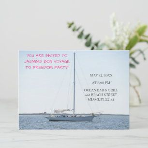 White Sailboat on Ocean Funny Bachelorette Boat  Invitation