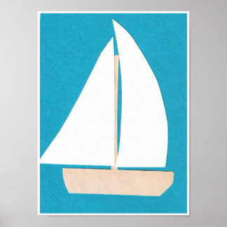 White Sailboat Poster