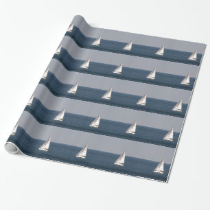 White Sailboat Wrapping Paper