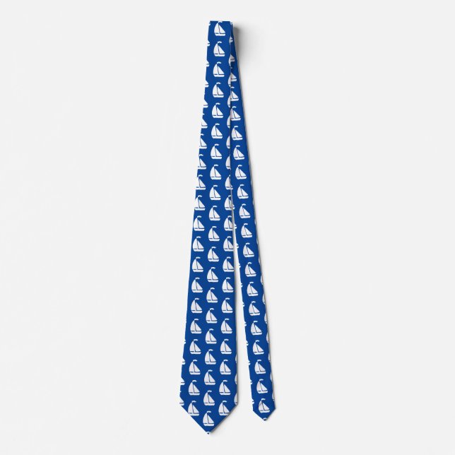 White Sailboats Neck Tie (Front)