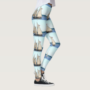 white sailing schooner leggings
