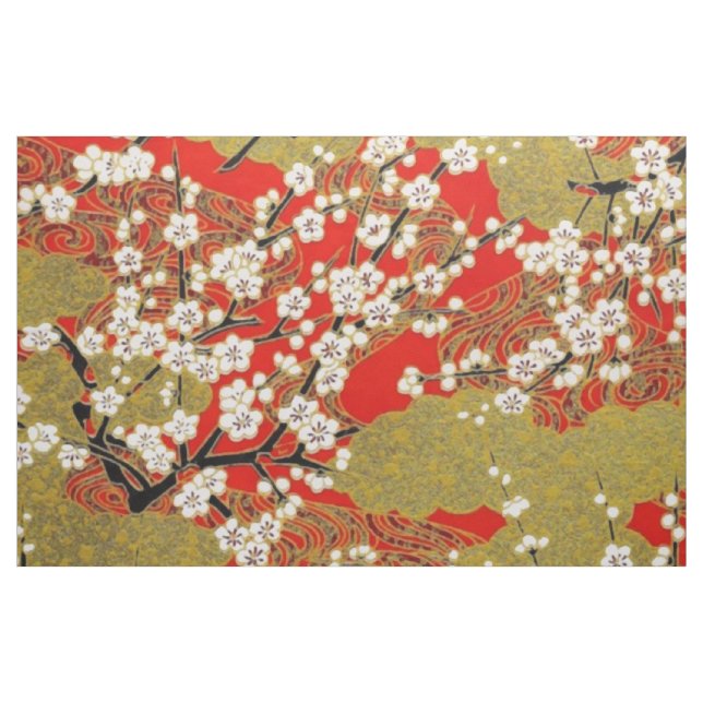 White Sakura Fine Vintage Japanese Pattern Fabric (Yard)