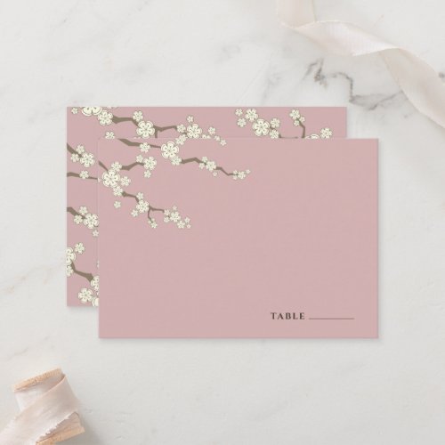 White Sakura Flowers Cherry Blossoms Chic Wedding Place Card