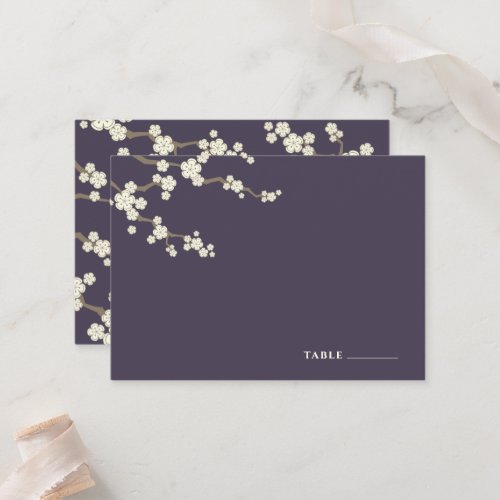 White Sakura Flowers Cherry Blossoms Chic Wedding Place Card