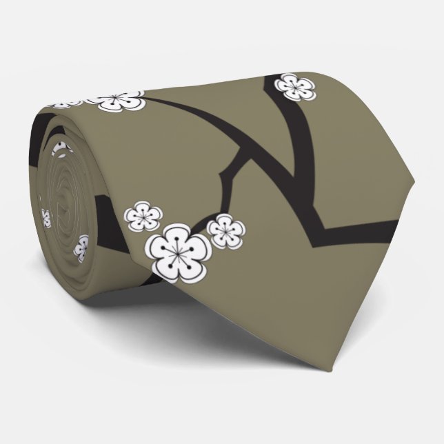 White Sakura Oriental Cherry Blossoms Asian Tie | Zazzle