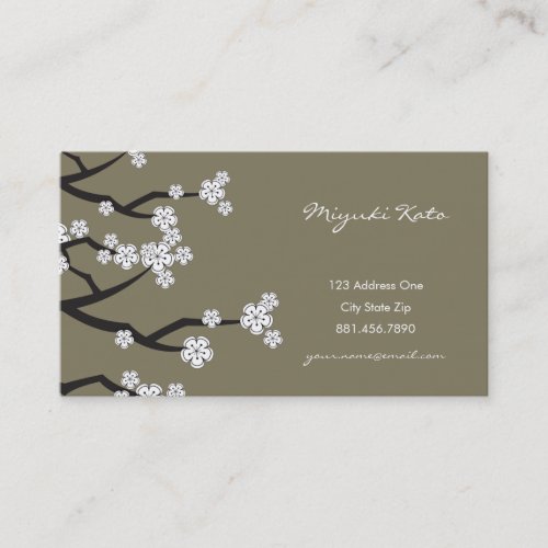 White Cherry Blossoms Sakura Spring Flowers Branch Business Cards