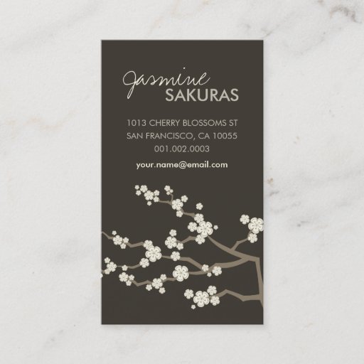 Customizable Cream Sakuras Cherry Blossoms Oriental Zen Asian Business Card