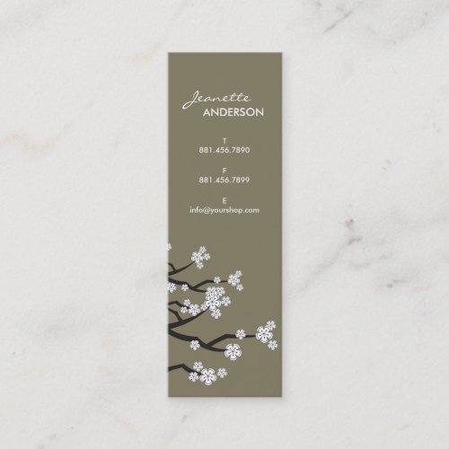 White Sakura Oriental Cherry Blossoms Elegant Chic Mini Business Card