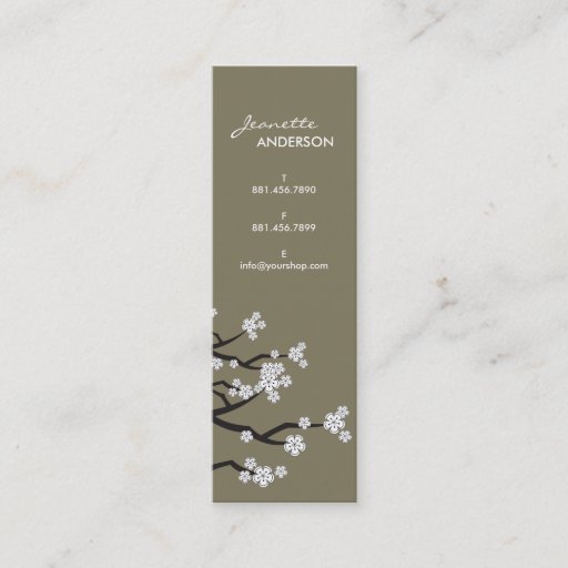 Customizable White Cherry Blossoms Sakura Spring Flowers Branch Business Card Template