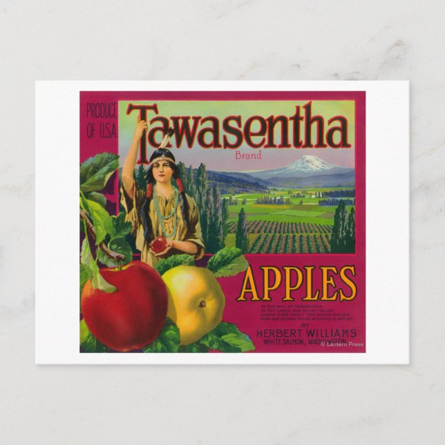 White Salmon, Washington - Tawasentha Apple Labe Postcard (Front)