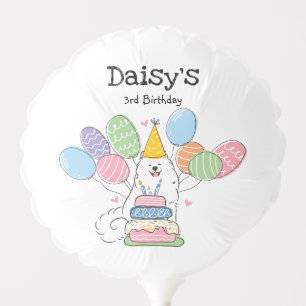 White Samoyed Dog Birthday Party Balloon
