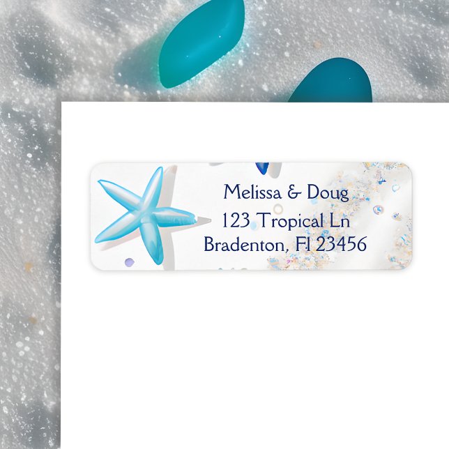 White Sand and Blue Starfish Beachy Label (Creator Uploaded)