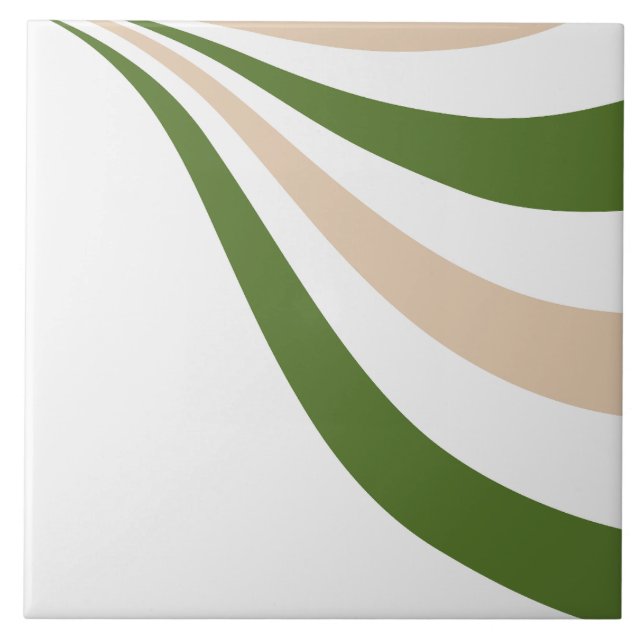 White, Sand and Palm Green Wave Ceramic Tile (Front)