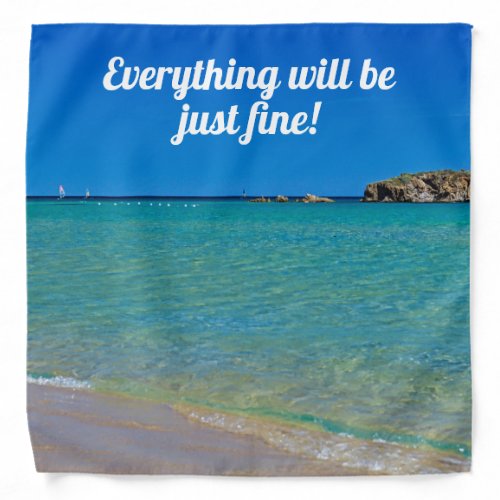 White sand beach clear blue water motivational bandana