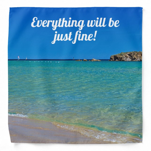 White sand beach clear blue water motivational bandana (Front)