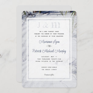 White Sand Beach Modern Destination Wedding Invitation