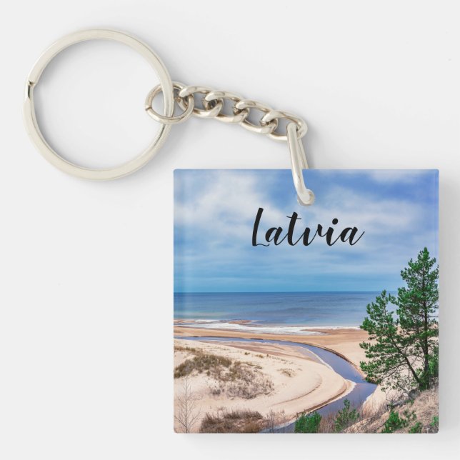 White sand beach near Baltic sea in Latvia Keychain (Front)