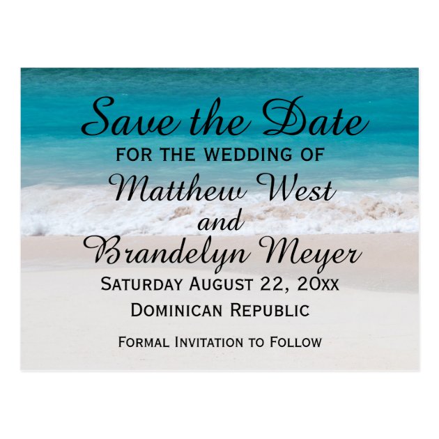 White Sand Beach Ocean Waves Save The Date Wedding Postcard