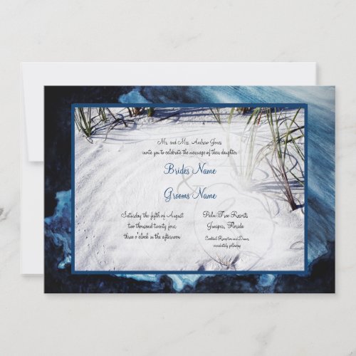 White Sand Beach Ocean Wedding Invitation