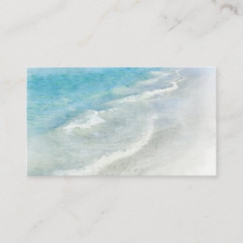 White Sand Beach Watercolor _ Teal Aqua Turquoise Business Card