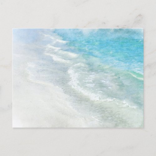 White Sand Beach Watercolor _ Teal Aqua Turquoise Postcard