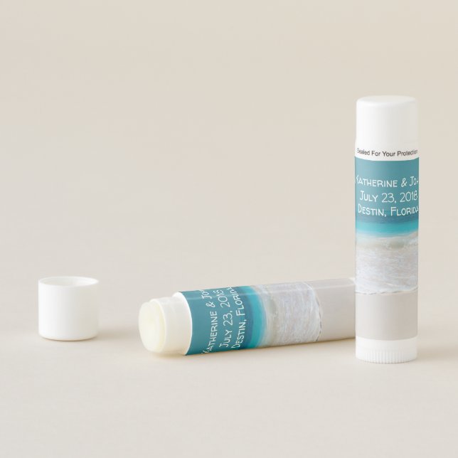 White Sand Beach Wedding Favor Lip Balm (In Situ)