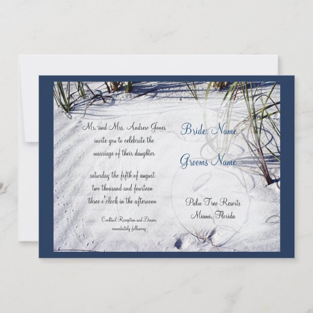 White Sand Beach Wedding Invitation (Front)
