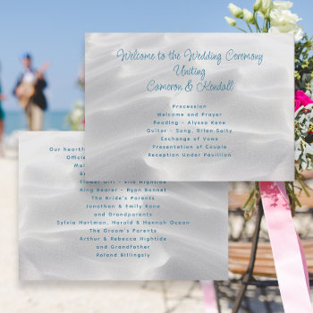 White Sand Beach Wedding Program by sandpiperWedding at Zazzle