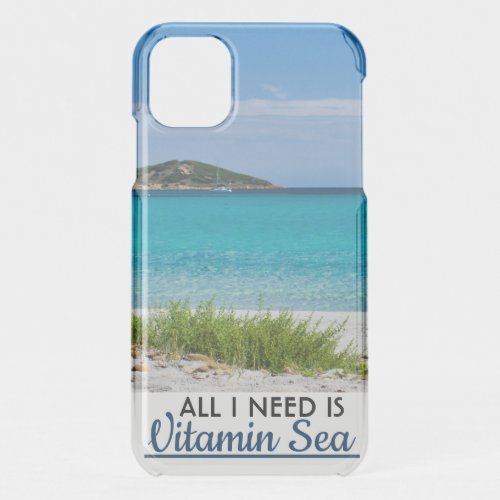 white sand beach with turquoise water and islet iPhone 11 case