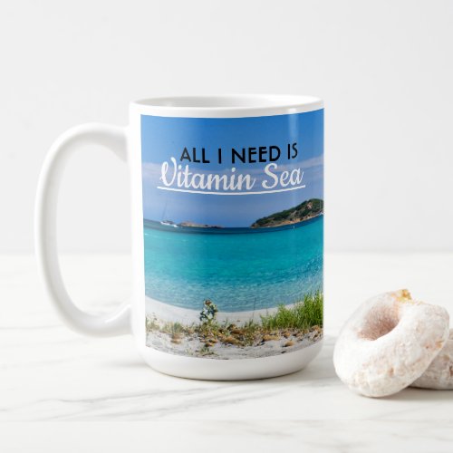 White sand beach with turquoise water vitamin sea coffee mug