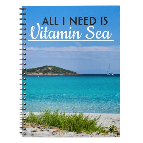 White sand beach with turquoise water vitamin sea notebook