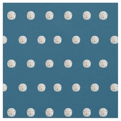 White Sand Dollar Pattern Navy Blue Fabric