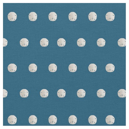 White Sand Dollar Pattern Navy Blue Fabric