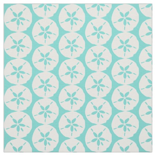 White Sand Dollar Seashells on Seafoam Blue Fabric