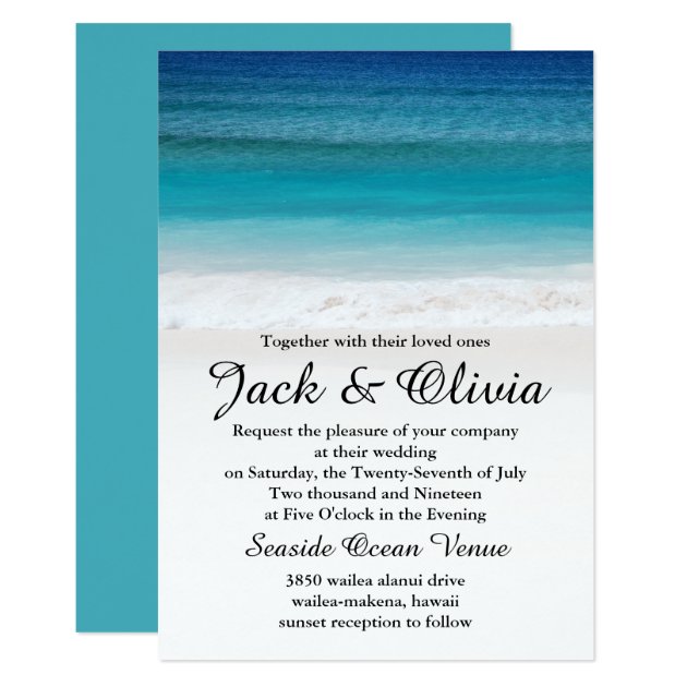White Sand Ocean Beach Wedding Invitation