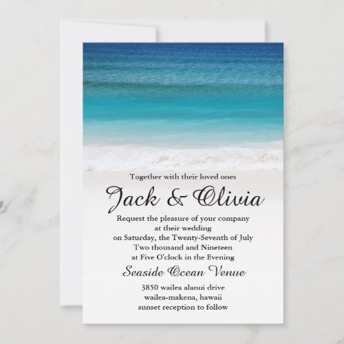 White Sand Ocean Beach Wedding Invitation