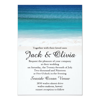 White Sand Ocean Beach Wedding Invitation