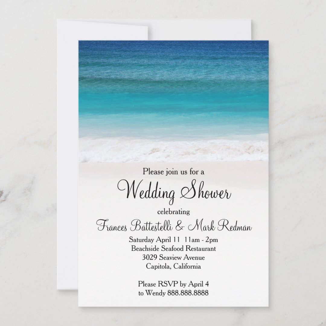 White Sand Ocean Beach Wedding Shower Invitation Zazzle