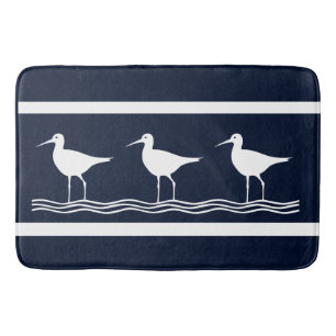 White Sand Pipers  soft navy Bath Mat