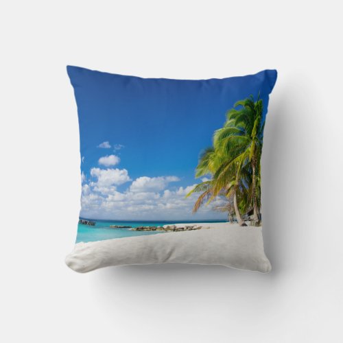 White sand Turquoise water Memorie  Throw Pillow