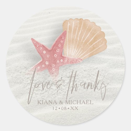 White Sands Love  Thanks CoralPeach ID605 Classic Round Sticker