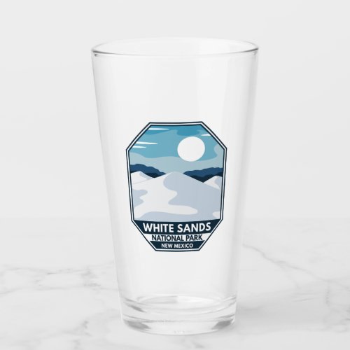White Sands National Park Minimal Retro Emblem Glass