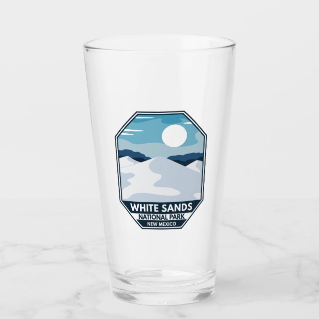White Sands National Park Minimal Retro Emblem Glass (Front)