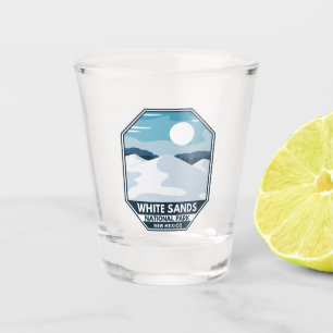 White Sands National Park Minimal Retro Emblem Shot Glass